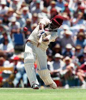Brian Lara off drives powerfully during a recent Test Series