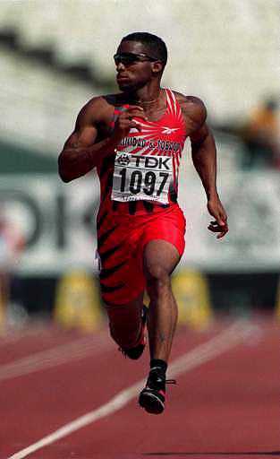 Ato runs in the 100m at the 1997 IAAF World Championships in Athens