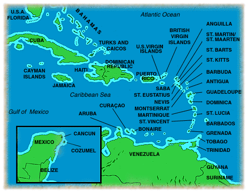 Map of the Caribbean